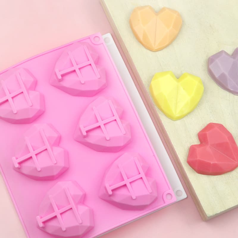 Xunwei Silicone Cake Mold 6-Cavity Small Heart Chocolate Mold DIY Soap Mold 3D Handmade Soap Mold