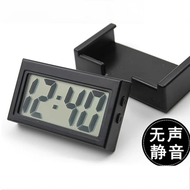Mini portable car clock, simple and creative square electronic clock, silent desktop clock for students and children, stickerable.