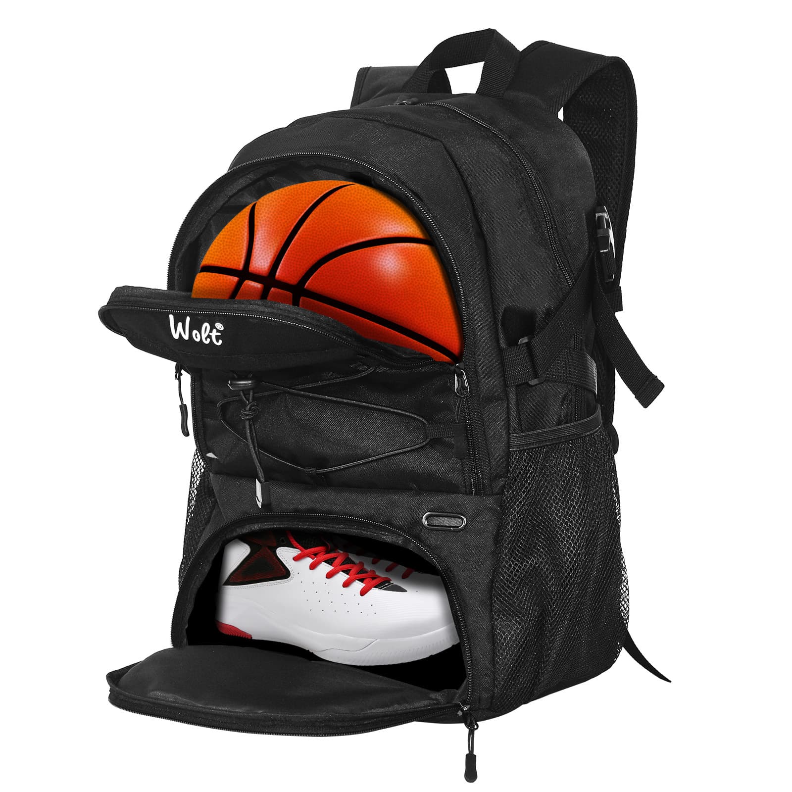 Wolt Cross-Border Basketball Backpack Women's Travel Sports Computer Elite Air Cushion Backpack Student School Bag Men's Shoe Warehouse
