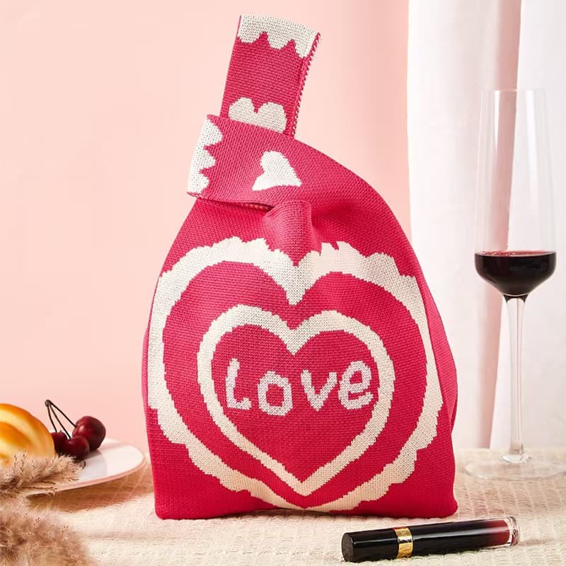 Knitted Tote Bag Ladies Handbag Festival Activity Gift Bag Soft Polyester Lining Open Mouth Pocket Other Shapes Chinese Origin