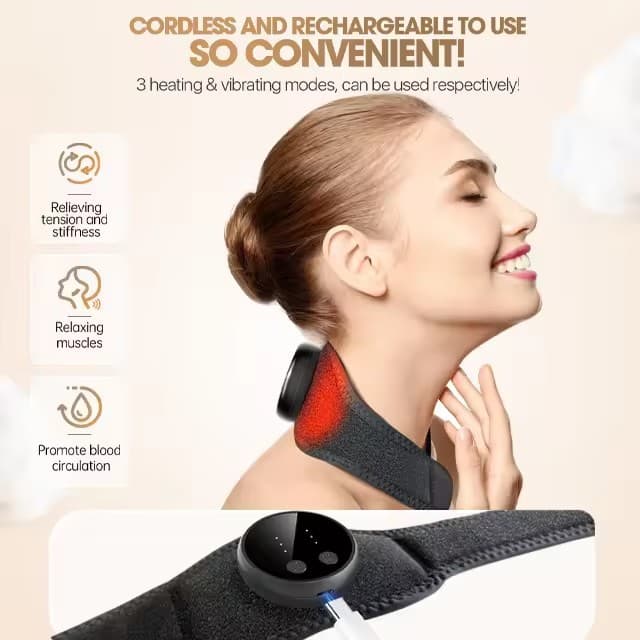New Neck Massager with Electric Heating, Cordless Neck Warmer Pad, Portable Heat Therapy Cervical Massager