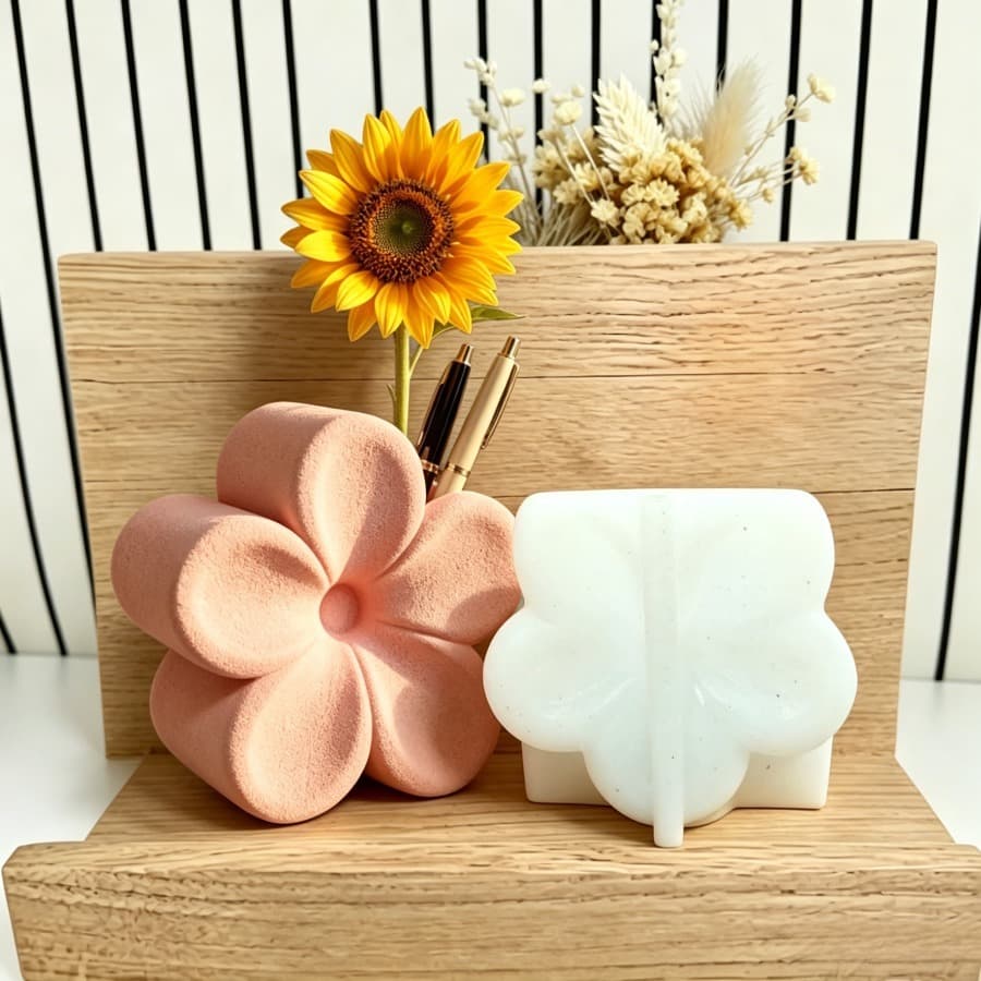 Resin silicone mold Four-leaf clover flower storage jar mold DIY candle cup gypsum succulent pot pouring mold