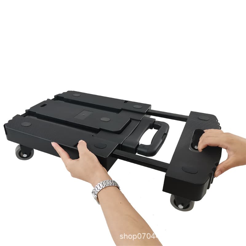 150KG capacity portable folding flatbed hand truck with swivel wheels for moving and shopping.