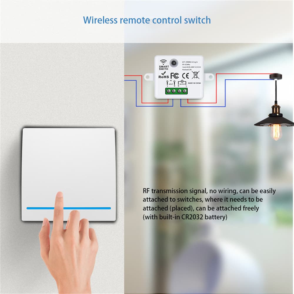 Tuya WiFi Smart Switch, Wireless Remote Control, Anywhere Sticker, APP Remote Timer, Alexa Voice Control