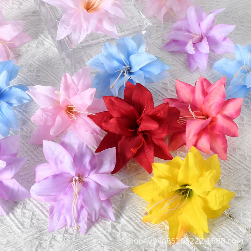 Artificial Lily Flower Heads, Flower Boxes, Floral Dance Costume Accessories, Photography Props, DIY Headwear, Fake Flowers Wholesale