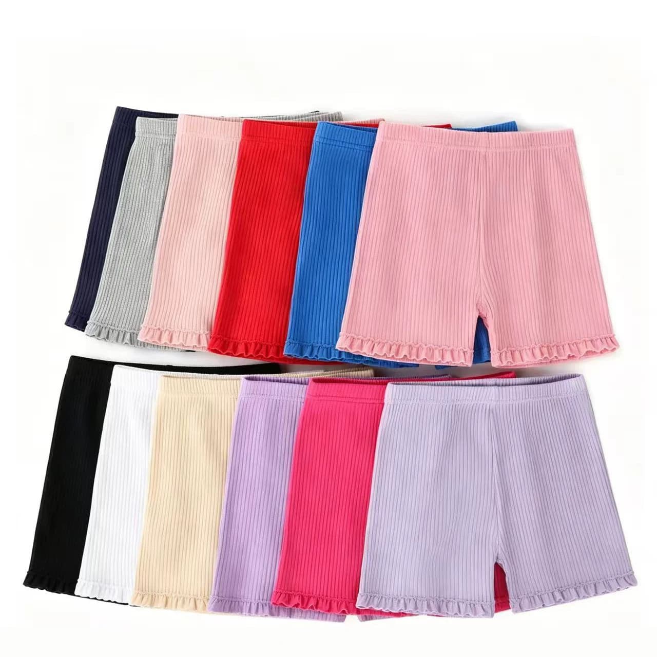 2026 New Cross-Border Pure Cotton Ribbed Lace Trim Shorts Summer Girls Bike Shorts Baby 3-Inch Safety Shorts
