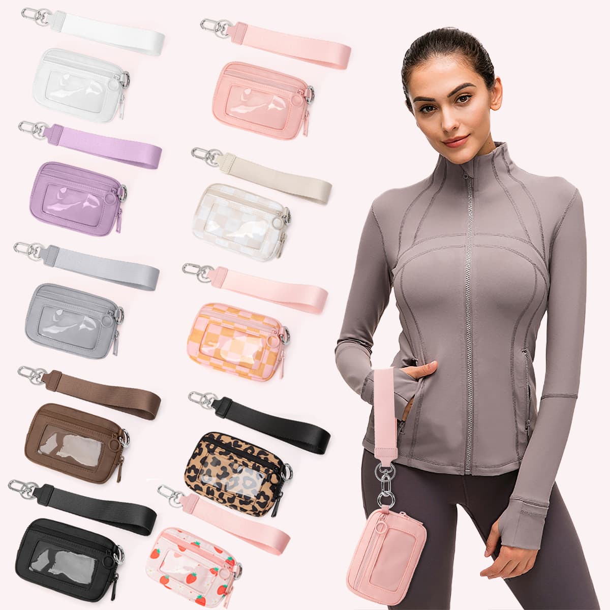 Lulu-style waist bag, polyester waterproof chest bag, card holder, wrist bag, portable bank card and coin organizer