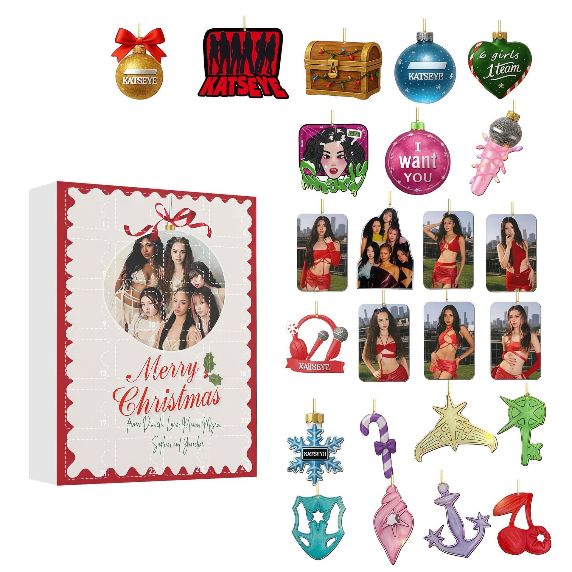 2025 Christmas Advent Calendar KATSEYE Girl Group World Racing Christmas Tree Ornament Blind Box