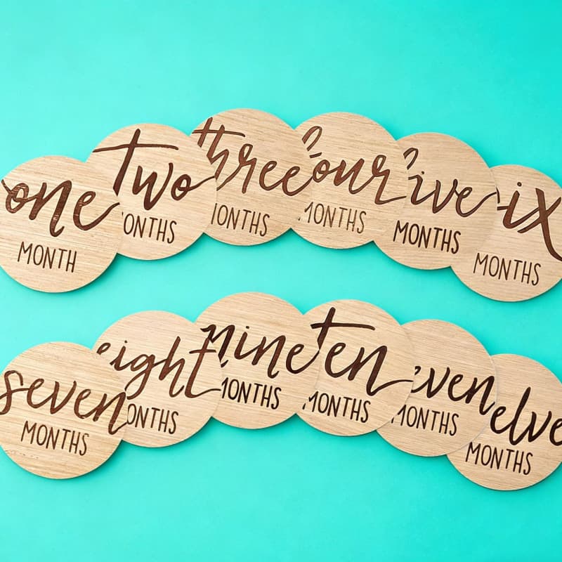 Cross-border Wooden Baby Milestone Marker Disc Birth Announcement Prop Month Memory Card First Birthday Party Decoration
