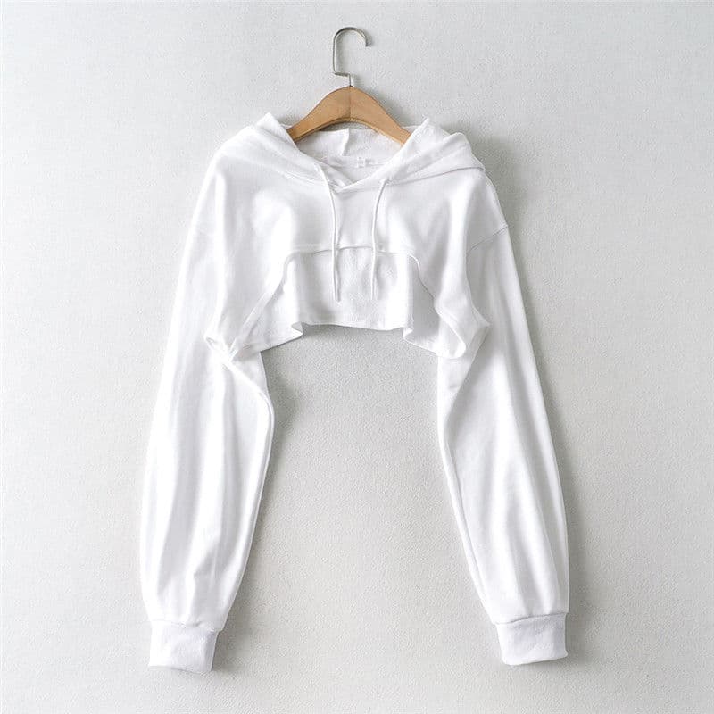 Women's Cross-Border Hooded Sweatshirt, Early Autumn 2026 New INS Irregular Cropped Ultra-Short Long-Sleeve Top