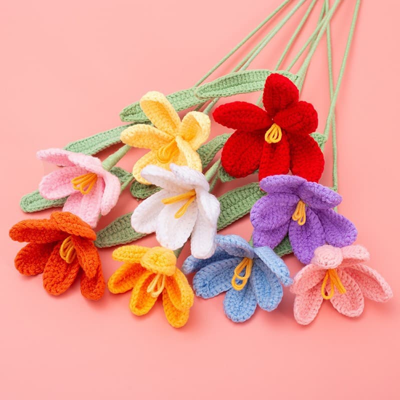 Finished Cross-Border Opening Tulip Wool Flower Knitted Flower Handmade Artificial Flower Crocheted Valentine's Day Teacher's Day Gift