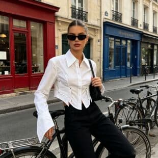 Fashion High-end Top for Women 2026 Fall New Arrival Elegant Solid Color Turn-down Collar Short Blouse