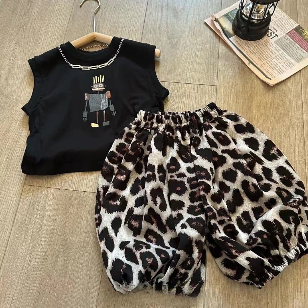 New children's leopard print anti-mosquito pants summer thin section for boys and girls three-quarter bloomers casual pants leggings children's clothing trend