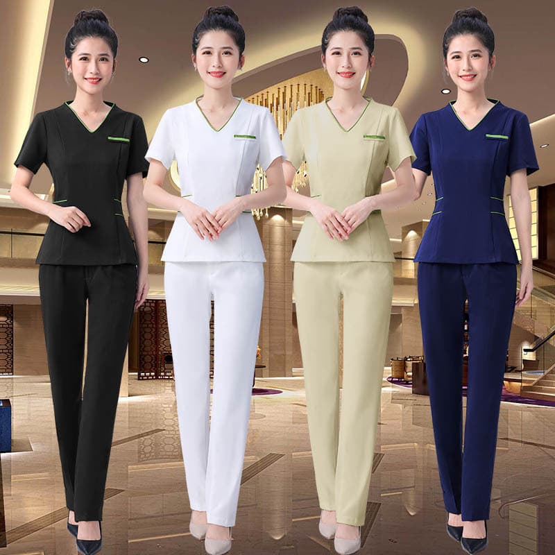 Women's Sleeveless Uniforms for Beauty Therapists High End Medical Aesthetic Center Technician Workwear Cotton Moisture Wicking