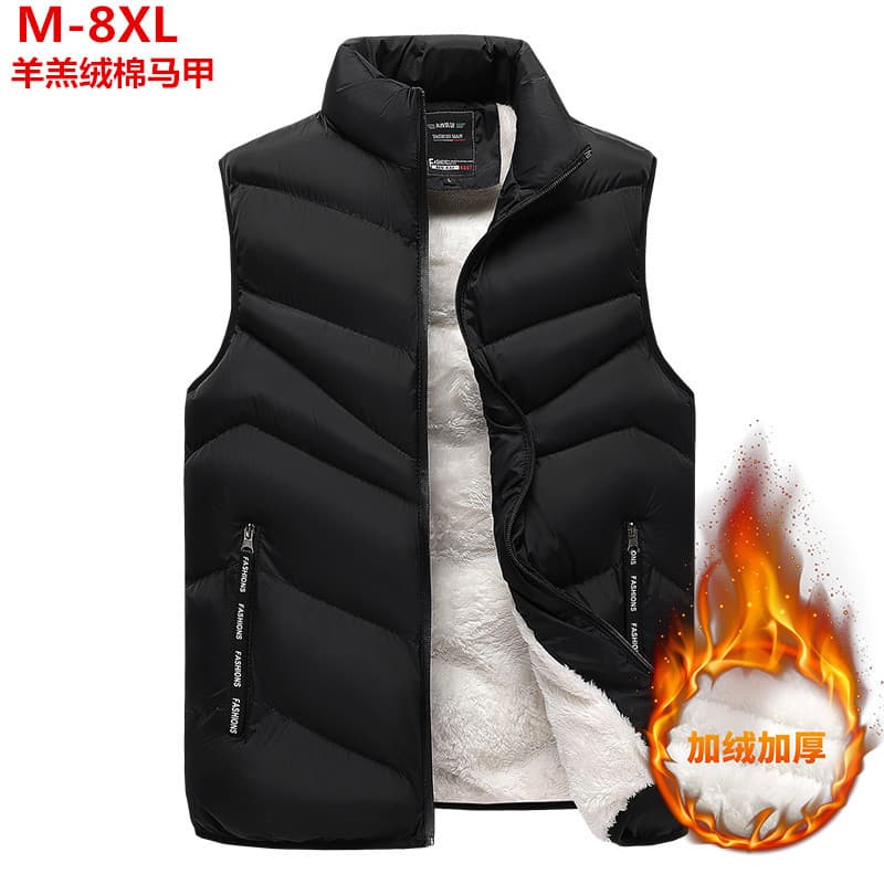 Lamb wool vest, autumn/winter, men's stand-up collar, plus-size, Korean style, fleece-lined, thickened, factory direct.