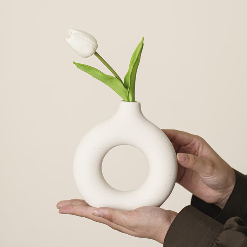 Nordic Style Round Ceramic Vase Ornament Creative Ceramic Craft Living Room Flower Arrangement Home Cross-Border Bestseller