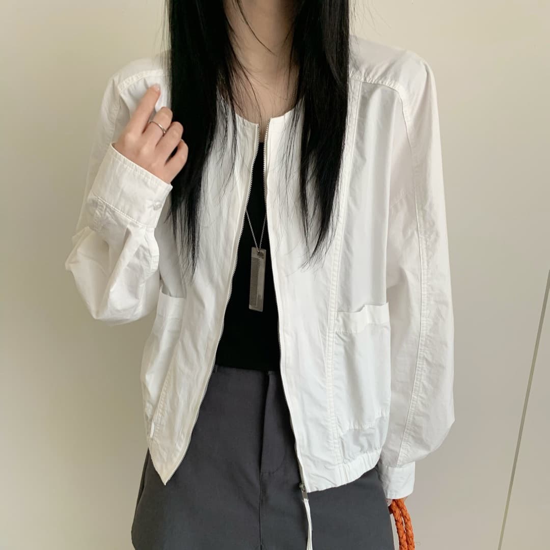 Washed 100 cotton solid color round neck short coat for women, simple Korean style loose casual versatile spring and summer jacket top A62