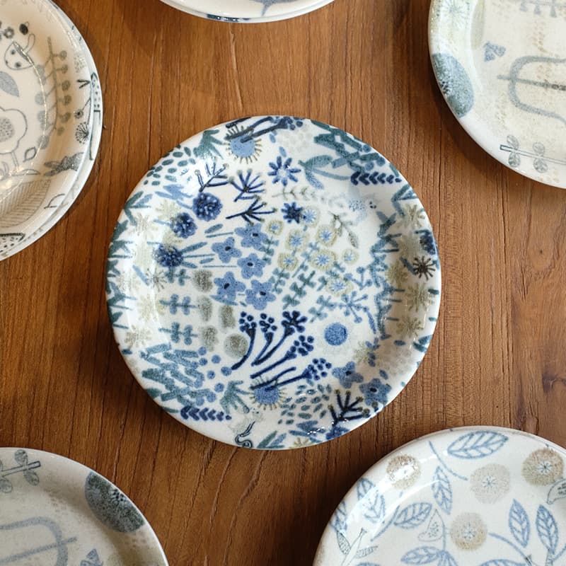 Official authentic Japanese Mino-yaki small fresh plate Shinji Kato dinner plate underglaze color ceramic tableware