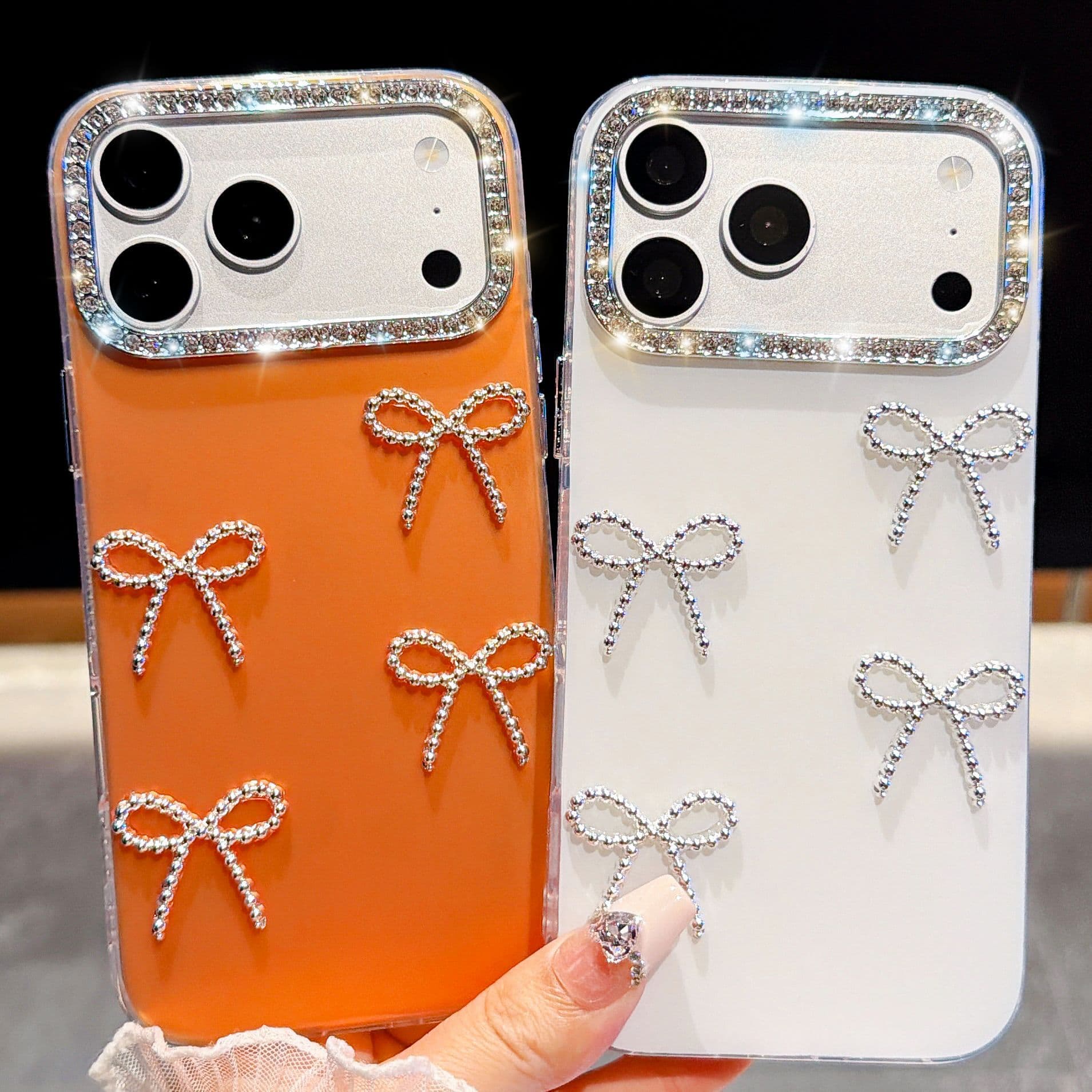 For iPhone 18 Pro Max Star Diamond Phone Case DIY Bowknot Apple 17E Dopamine Skin-Feel Protective Cover