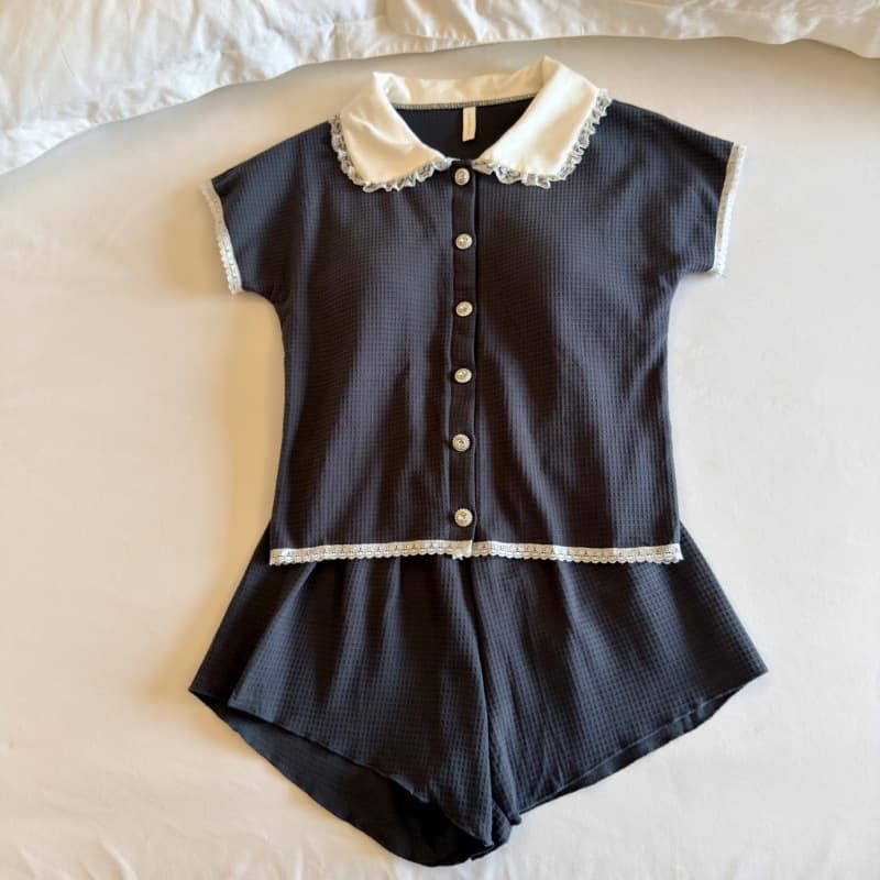 Solid color pajamas for women, thin summer padded short-sleeved new sweet princess style student home clothes two-piece set