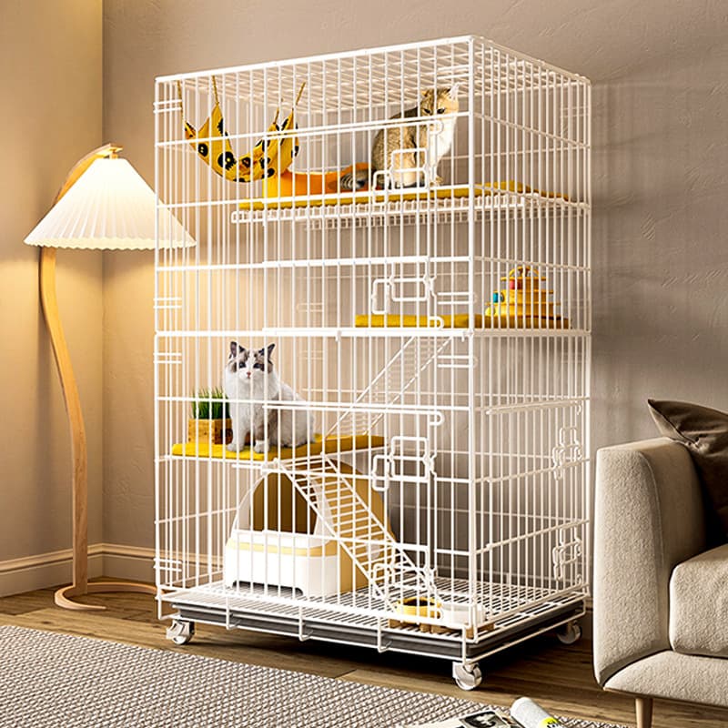 Indoor Large Cat Cage, Cat Villa, Iron Cat House, Pet Empty Cage, Cat Litter Box Integrated Cat Cage