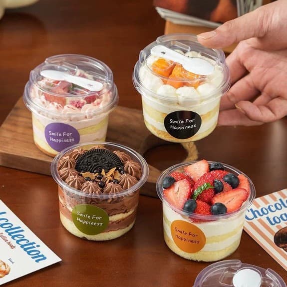 Trendy Mini Panna Cotta Pudding Takeout Box Cream Dessert Cake Cup Pastry Packaging Box Thickened Dessert Fruit Cup