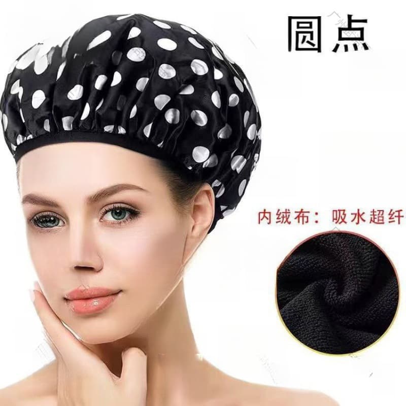 Double-layered thickened absorbent hair drying cap, warm and skin-protecting face washing cap, autumn and winter adult windproof and warm cap, dustproof cap