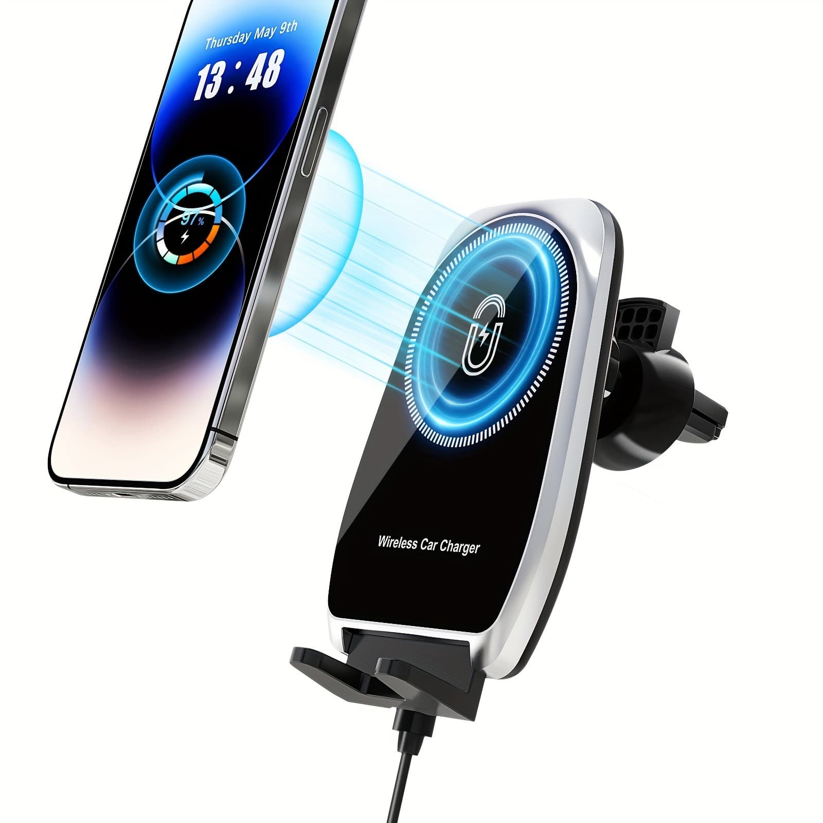 15w car wireless charger magnetic fast charging suitable for iPhone Apple Xiaomi Huawei cross-border private model hot model