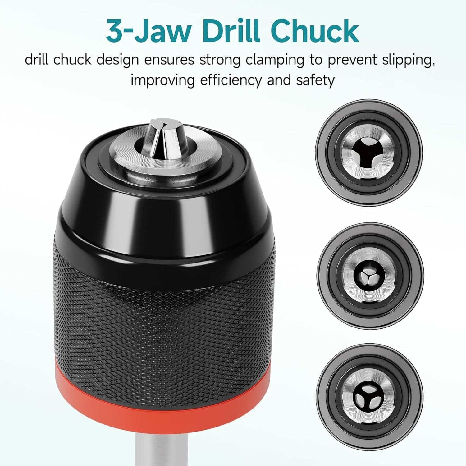 All-Metal 0.8-10mm Hand-Tight Self-Locking Chuck for Electric Drill, Threaded Chuck 3/8-24UNF Accessory Short Sleeve
