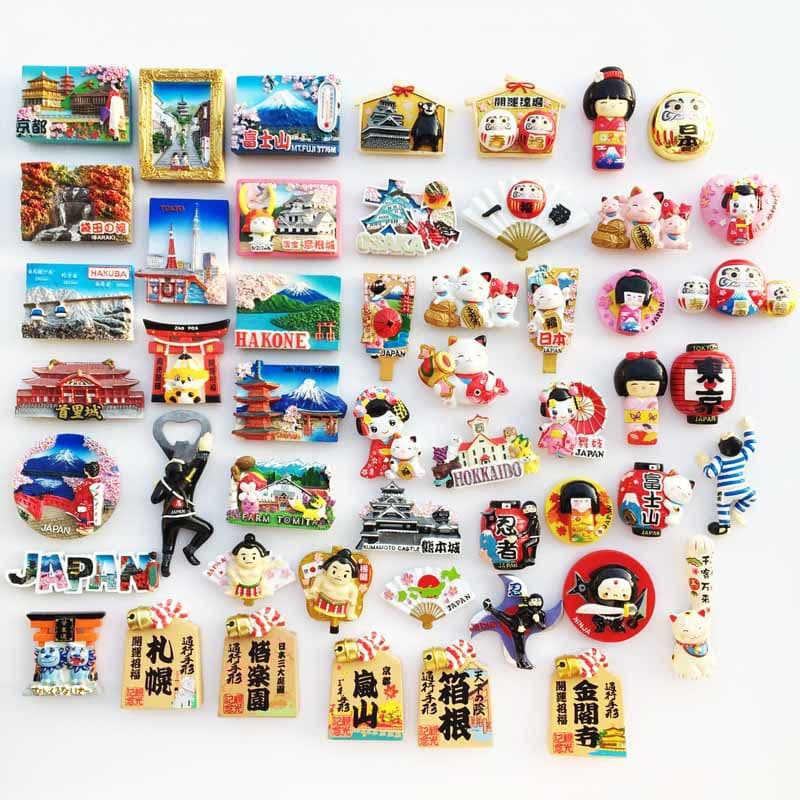 Creative magnetic refrigerator magnet, cultural landscape tourism commemorative decorative crafts collection souvenirs from various parts of Japan