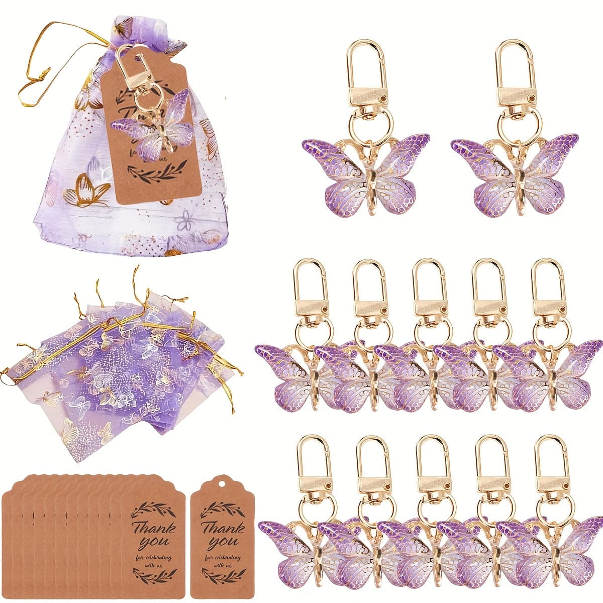 New Gradient Colorful Korean Style Butterfly Keychains Party Gift Set Jewelry Accessories Popular Cross-Border Sales