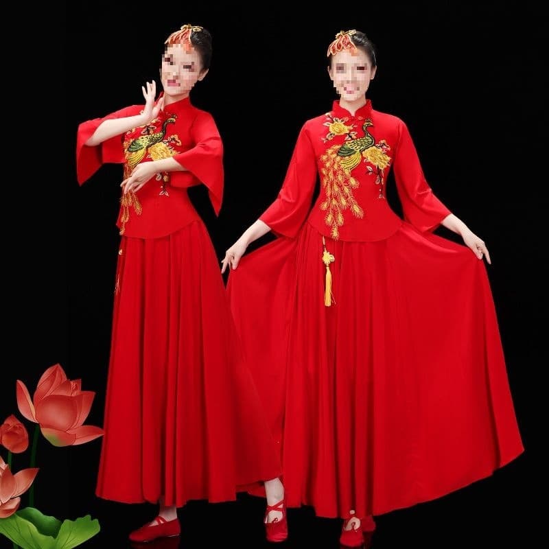 Elegant Chinese style new festive middle-aged and elderly dance costumes square dance classical dance performance costumes women's performance costumes suit