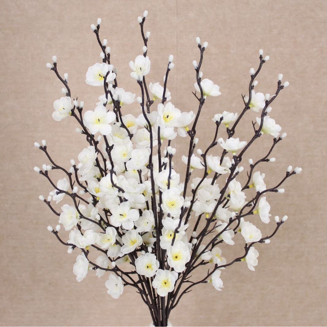Overseas Warehouse Drop Shipping TEMU Cross-Border New White Mini Plum Blossom Simulation Wax Plum Plastic Artificial Flowers Home Decor Faux Flowers