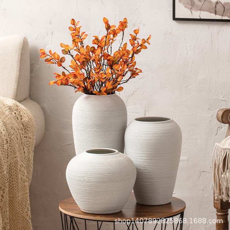 Jingdezhen Minimalist Nordic Style Tabletop Home Decoration Solid Color Creative Japanese Ceramic Vase Combination Set Free Shipping