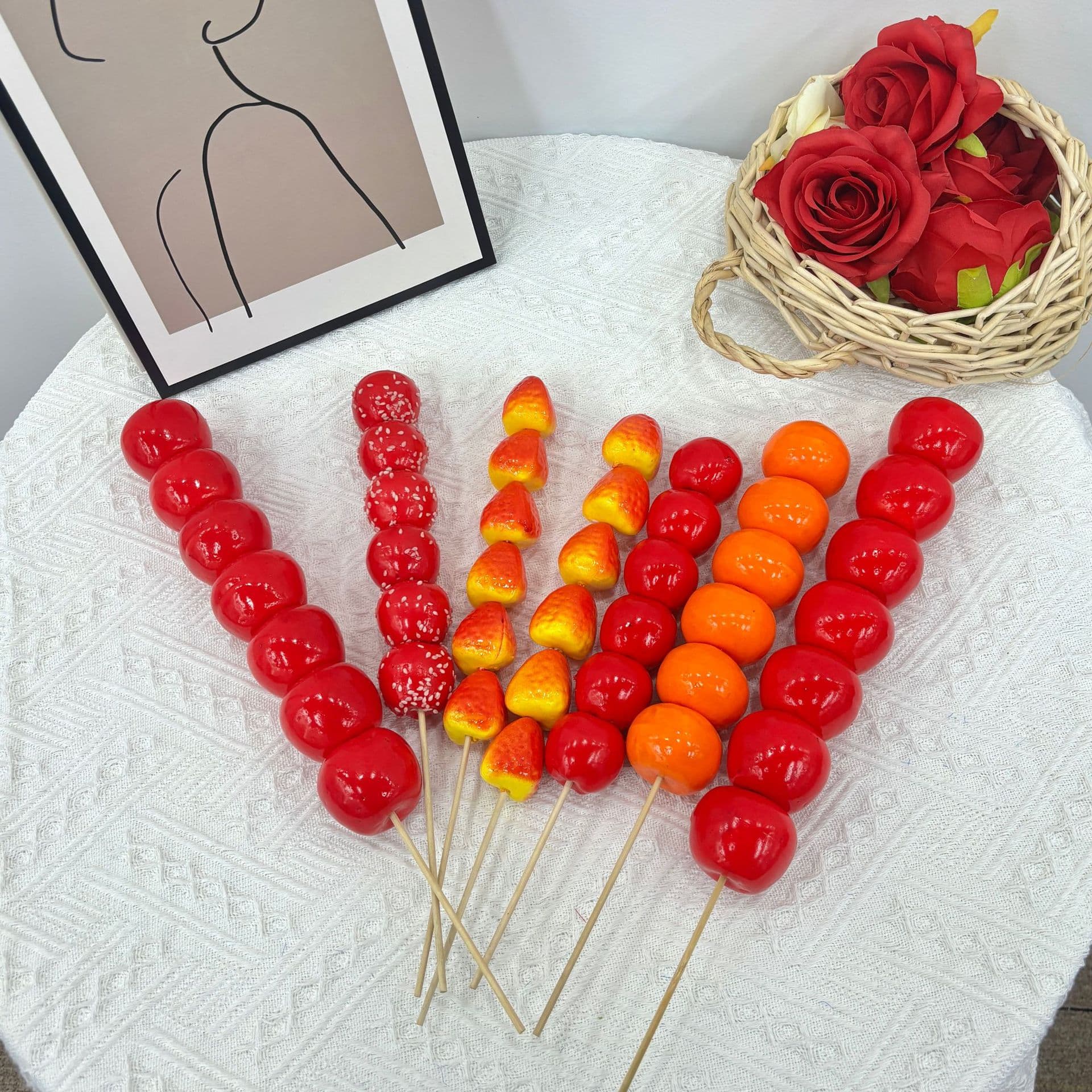 High Simulation Candied Hawthorn Models Simulated Apples Fake Fruits Photography Props Home Ornaments Toys Factory Wholesale
