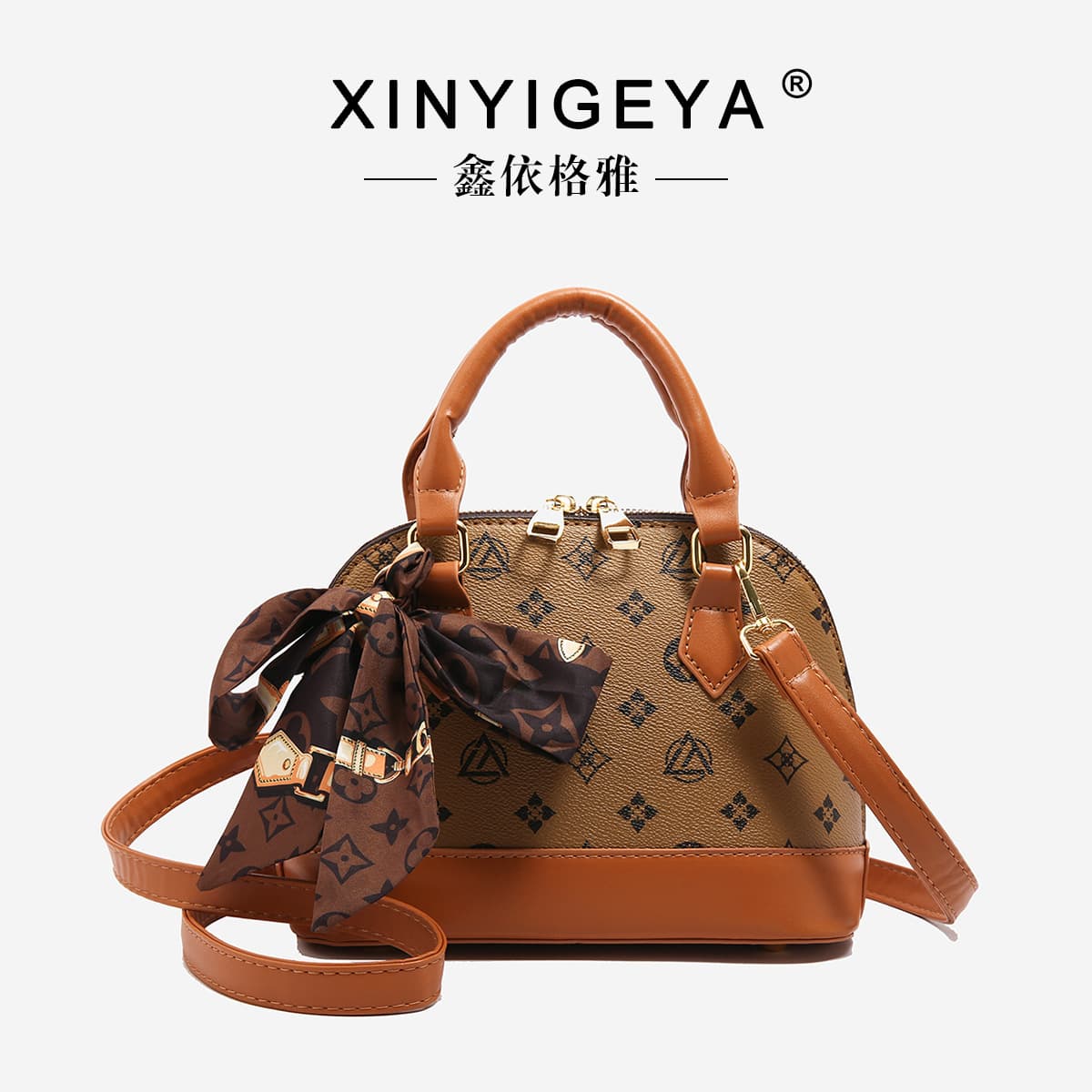Cross-border trendy women's bag 2026 new simple fashion retro printed portable shoulder crossbody bag foreign style shell bag