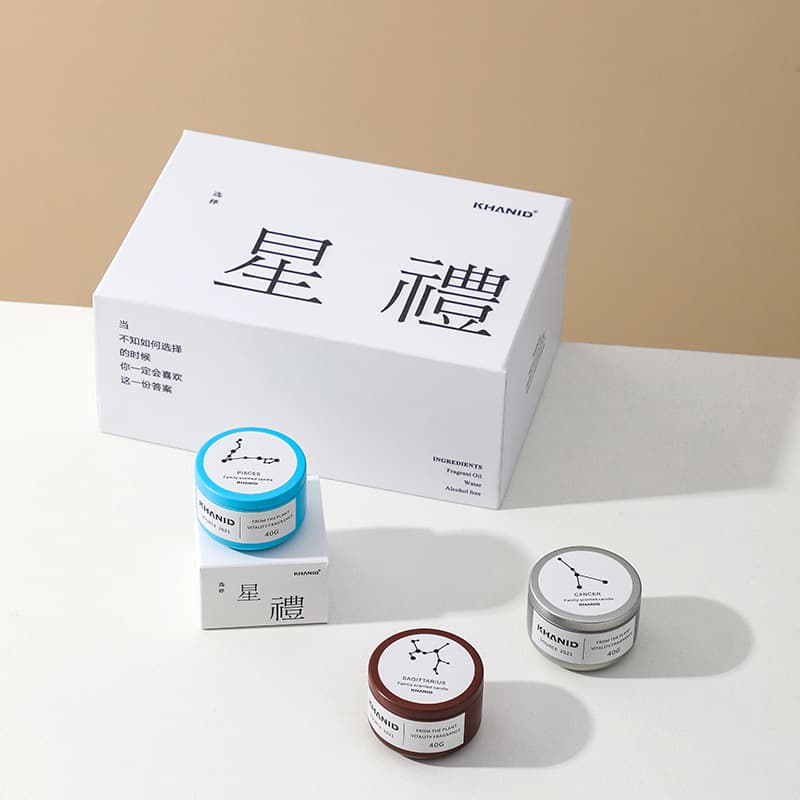 Khanid Tin Jar Soy Wax Zodiac Handmade Aromatherapy Essential Oil Candle Set Gift Box Cross-Border Souvenir 40g Fragrance