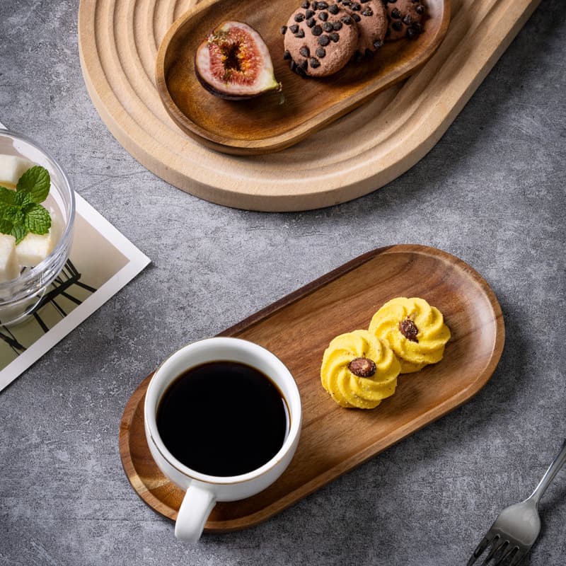 Acacia Wood Coaster Tea Tray Hotel Solid Wood Tray Creative Fruit Dessert Plate Rectangular Pot Holder Dry Brewing Tray