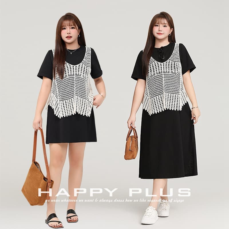 Casual vacation suit hollow lace stacked V-neck blouse vest 9179 casual blouse dress set