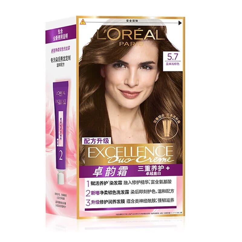 L'OREAL Excellence Creme Dual-Tube Hair Color Cream - Can be used in portions to cover gray hair, DIY at home