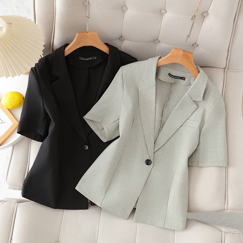 Pure Linen Blazer for Women, Thin Summer Short Sleeve, Plus Size for 200 lbs, Small Suit Jacket 2024 New Arrival
