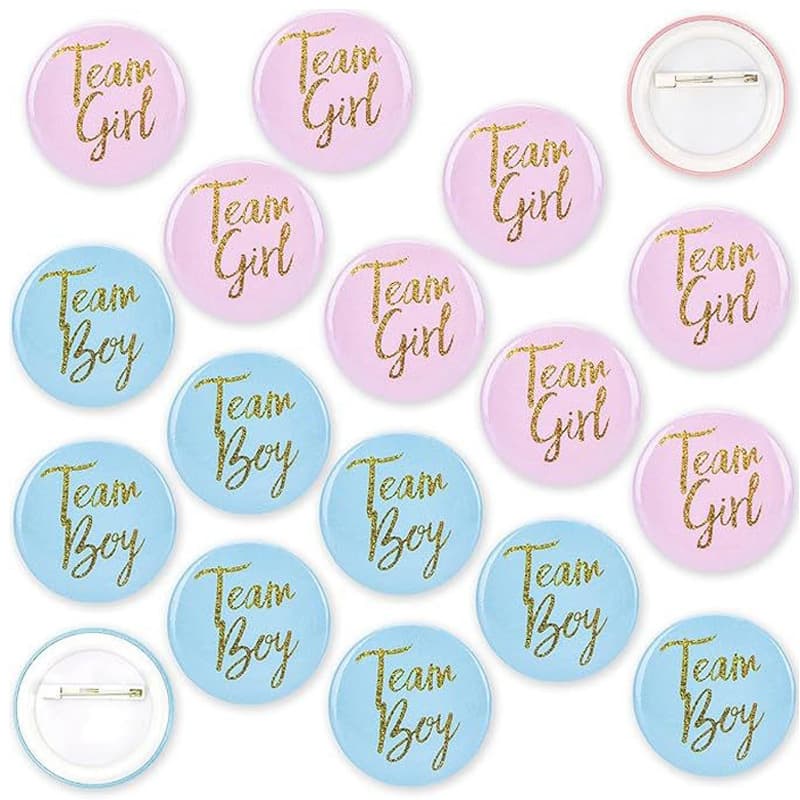 Baby shower gender reveal tinplate boy girl team boy badge team girl badge decoration