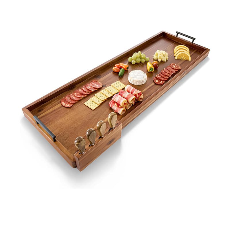 Wooden Tray Extended Multi-Purpose Bathtub Storage Tray Handheld Serving Tray Large Restaurant Cheese Board