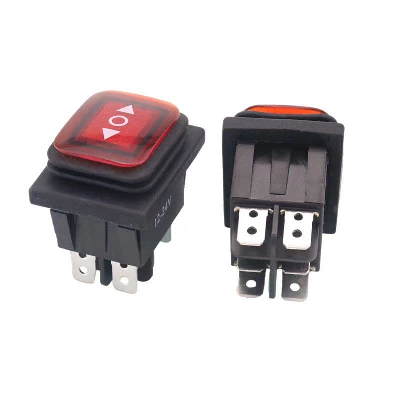 12V-24V red illuminated double reset waterproof boat switch KCD4 double arrow illuminated point action waterproof switch