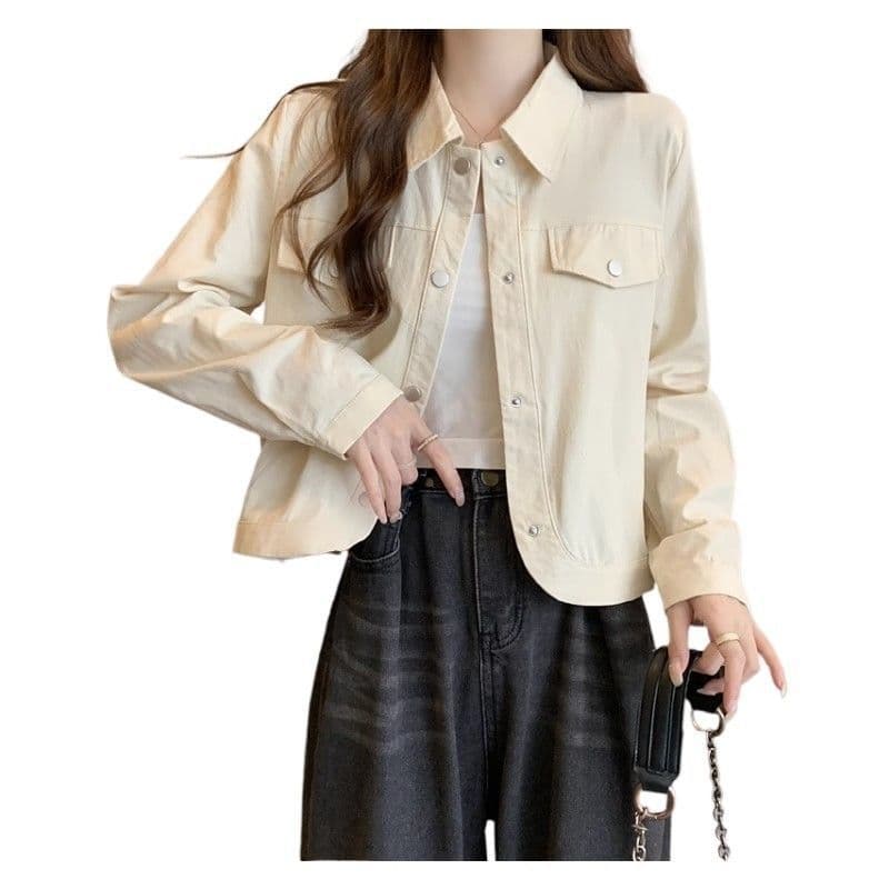 Plus Size Women's Spring New Slim Fit Single-Breasted Workwear Long-Sleeve Jacket with Curved Hem Short Cardigan