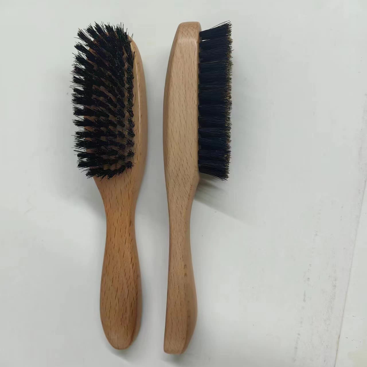Cross-border Hair Styling Boar Bristle Wave Curl Hair Brush Solid Wood Beard Comb Hair Oil Brush Hair Care