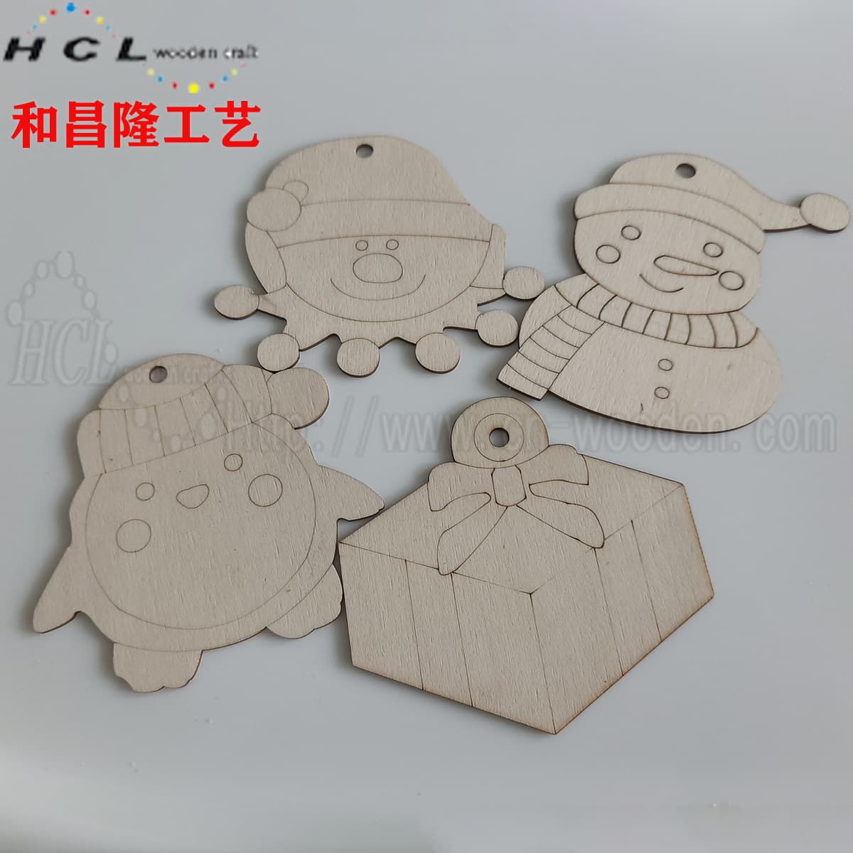 Cross-border Christmas Decoration DIY Hand-painted Graffiti Wooden Slice Laser Cut Blank Wood Board Christmas Tree Ornament Pendant