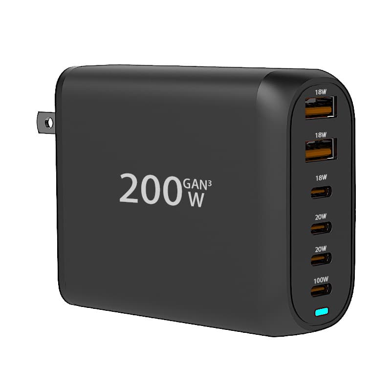 New 200W GaN PD Charger 100W GaN 3A3C Adapter 200W Multifunctional 4C2A Direct Charging