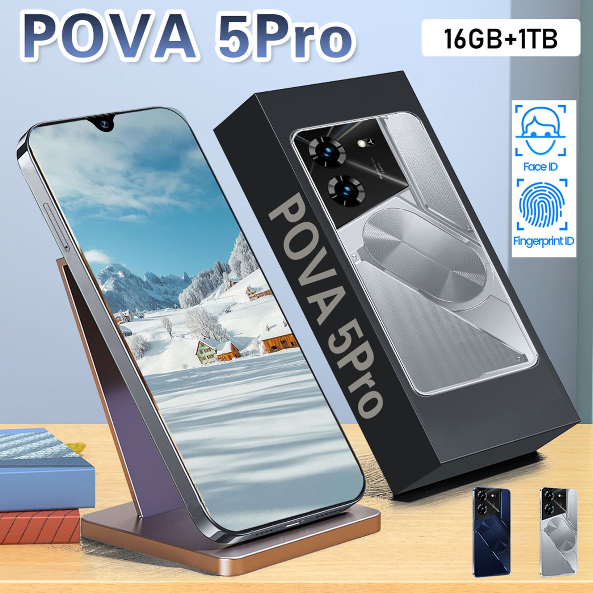 Cross-border TikTok Hot-Selling Pova5pro Smartphone 2+16GB Large Screen 6.9-Inch Brand New Sealed Android Export