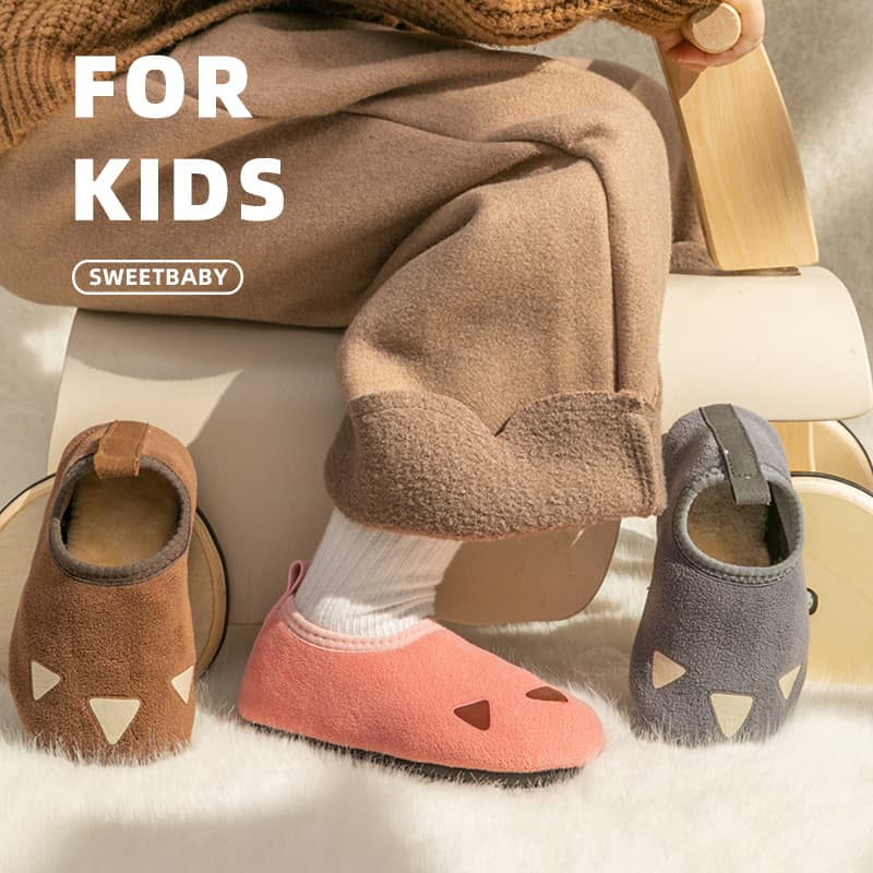 Children's Floor Shoes, Thick-Soled Polar Fleece Anti-Slip Home Soft-Soled Fleece-Lined Thick Fuzzy Shoes Cartoon Cold-Insulating Floor Socks